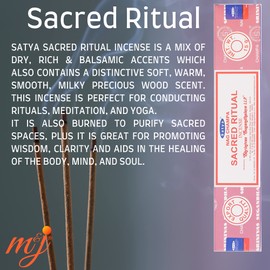 Original Satya Nag Champa Sacred Ritual Incense Sticks | with M&J incense sticks holder | x4 pack | for Aromatherapy, Spa, Yoga, Weddings, Meditation, Healing, Positivity and Relaxation