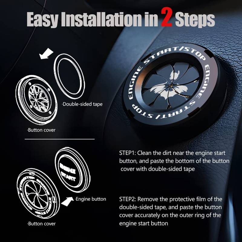 Tybasthe Rotary Push Start Button Cover, Bat Man Car Accessories