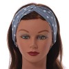 Grey and White Polka-Dotted Twisted Fabric Elastic Headband/Headwrap