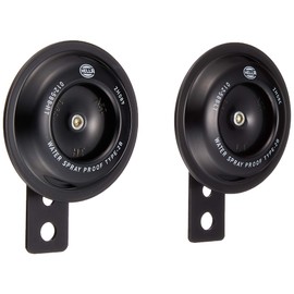 [Made by HELLA/Heller in Germany] Motorcycle Black Twin Tone Horn [Motorcycle Twin Tone Horn] Color: Black; Contents: Treble + Bass, 2p Set, Vehicle Inspection Compatible; *HELLA/Heller is a trusted