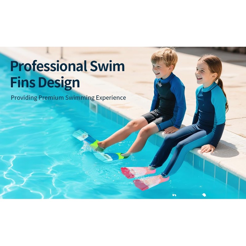 Pippia Kids Swim Training Fins, Soft Solicone Swimming Flippers, Comfortable