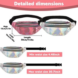 Orssmigs Pack of 2 Bum Bag Women's Stylish Waterproof Belt Bag Women's Reflective Bum Bag Girls Party Adjustable Strap Waist Bag for Outdoor Sports, silver, Style
