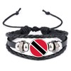Trinidad And Tobago Black Leather Bracelet and Velvet Gift Bag