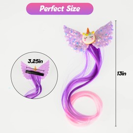 12 Pcs Hair Clips for Girls, 14in Rainbow Hair Extensions for Kids, Colored Little Girl Hair Clips Accessories, Unicorn Hair Clips for Girls Toddler Kids Ponytails(Curly Hair)