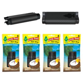 LITTLE TREES - Ambientador para Coche La Envoltura de ventilación Proporciona un Olor de Larga duración, Hoja de ventilación Antideslizante. Caribbean Colada, 16 ambientadores