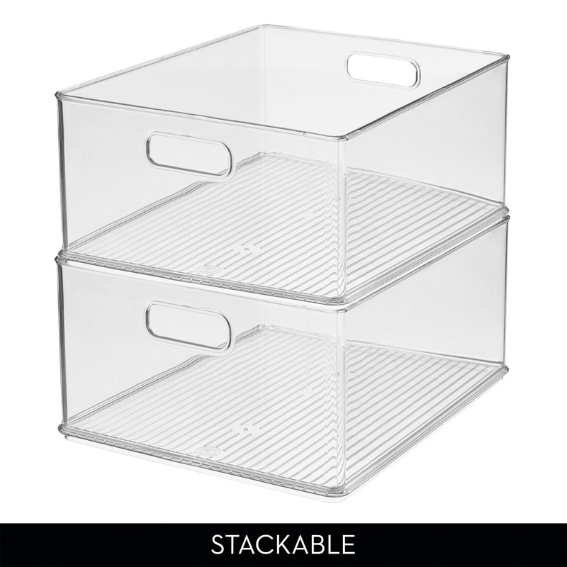 iDesign Recycled Plastic Stackable Storage Bin with Handles - Clear