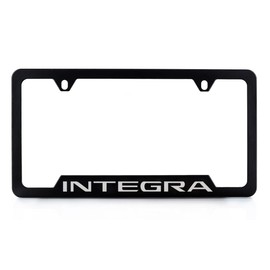 ACURA Integra License Plate Frame - Black Powder Coated Engraved Metal