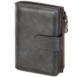 ONEKERUN Women's PU Leather Medium Purse with RFID Blocking Wallet Large Capacity Wallet for Women with Many Card Slots & Zip Coin Compartment, gray, Modern