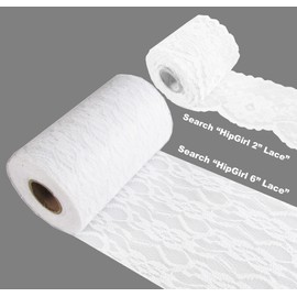 White Lace Ribbon for Crafts - HipGirl 20 Yards Floral Ribbon Lace Fabric Lace Trim By the Roll for Wedding Invitation, Cards, Decorating, Gift Package Wrapping. 2 Inch Wide
