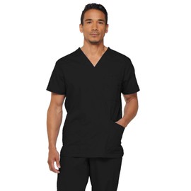 Dickies Men's Tall V-Neck Scrub Double Chest Pocket Top, Black, 5X-Large Big