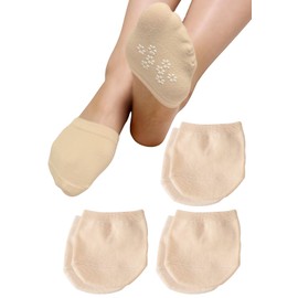 TOMOTHY Toe Socks, Set of 3, Toe Cover, Anti-Slip, Toe Socks, Part Socks, Beige x 3 pairs, Free size