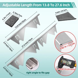 2 Pack Stainless Steel Stove Gap Covers Silver, Windspeed Stove Counter Gap Covers for Stove Gap Filler Gap Covers Between Stove and Counter Edge Gap Covers Length 13.8" to 27.6"