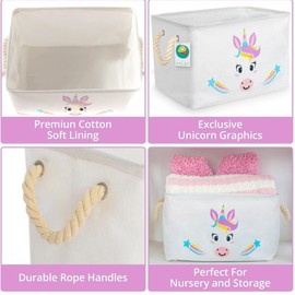 KAZULO Unicorn 2 Pack Set, Unicorn Hamper Set, Girls Kids Nursery room Laundry Basket