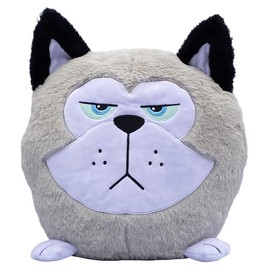 Hangry Petz: Cooper Husky - 12" Grey & White Animal Plush, Squeeze Tummy for Sounds, Hungry Angry Embroidered Expression, Soft Round Companion, Kids