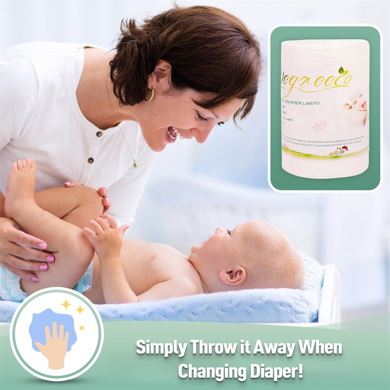 wegreeco Unscented Diaper Liners,Fragance Free and Chlorine Free - 100