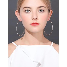 90 mm Large Hoop Earrings S925 Sterling Silver Circle Endless Huggie Big Hoop Earrings for Women Girls, Sterling Silver