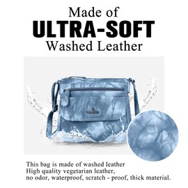 Angelkiss Small Womens Crossbody Bag Leather Shoulder Purse for Women Hobo Bag with Adjustable Shoulder Strap, Lake Blue