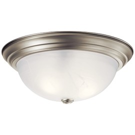 Kichler 15.25" Flush Mount Ceiling Light in Brushed Nickel, 3-Light Fixture with Clear Satin Etched Glass, Brushed Nickel, (15.25" x 6"), 8110NI