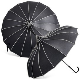 Queekay 2 Pcs Parasol Umbrella Pagoda Umbrella Large Retro Gothic style for UV Protection(Black)