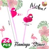 Taiyin Coconut Cups with Flamingo Straws Hawaiian Luau Party Decorations