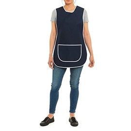 ER Direct Womens Home Work Kitchen Catering Cleaning Bar Plus Size Plain Coloured Large Pocket Side Fastening Tabard Apron (Navy, 3XL)
