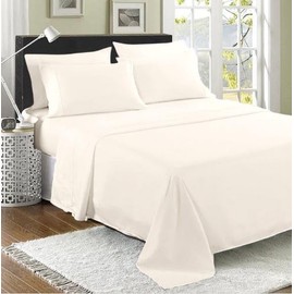 100% Egyptian Cotton Flat Sheet, 200 Thread Count Ultra-Soft Long Staple Bed Sheet, Luxury Hotel Quality Bedding Sheet, Shrinkage & Fade Resistant Top Sheet- Easy Care (Single, Cream)