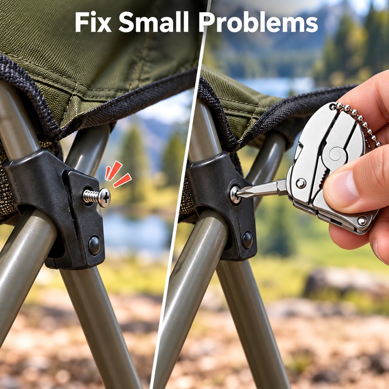 Stainless Steel Folding Multi-Tool Keychain with Pliers, Knife, Screwdrivers &