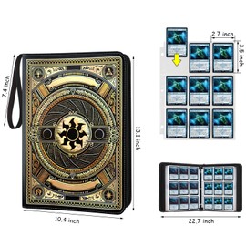 MTGPRO 9 Pocket Card Binder,Trading Card Binder Premium 720 Double PU Card Collection Binder with Sleeves,Card Folder for MTG, TCG, Sports Cards, (Gold)