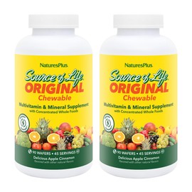 Natures Plus Source of Life Adult’s Chewable, Apple Cinnamon - 90 Wafers, Pack of 2 - Multi-Vitamin & Mineral Supplement - Gluten Free, Vegetarian - 90 Total Servings