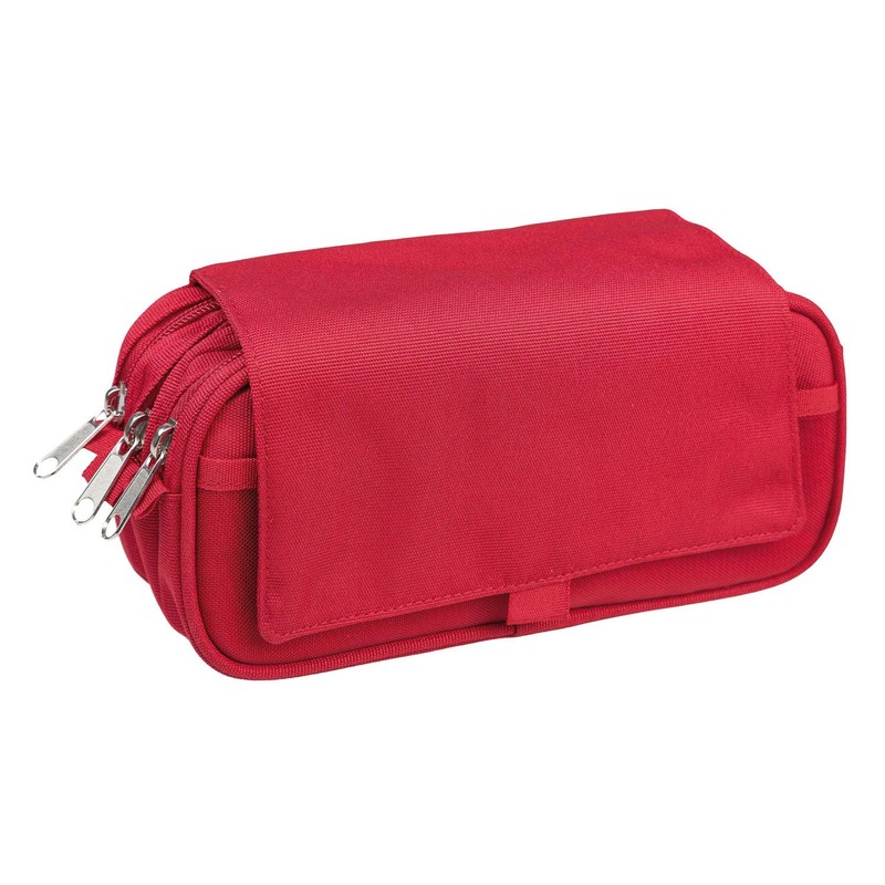 Idena 23911 Pen Case with 4 Compartments, Zip and Velcro