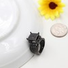 Black Plated Big Square Cocktail Ring, Heart Side, 0.4" Wide