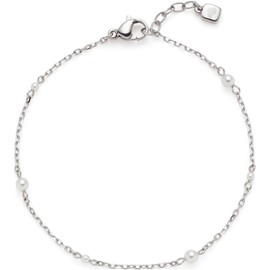 Jewels by Leonardo Ciao Navina Bracelet Silver Stainless Steel Filigree White Imitation Pearls 18-21 cm Length Jewellery Women 024453, Stainless Steel, No Gemstone