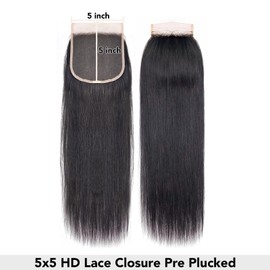 Lace Closure 12 Inch Hd Lace Closure 5x5 Closure Brazilian Straight Lace Closure Human Hair Lace Closure Free Part Natural Hair Color Black
