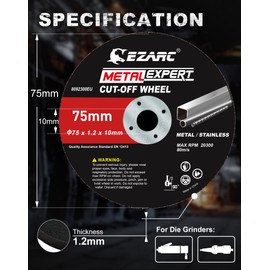 EZARC Cut Off Wheels 24 Pack, 75mm x 1.2 x 10mm Cutting Wheel, Metal & Stainless Steel Cutting Disc for Die Grinder, (Upgraded Thin Design)