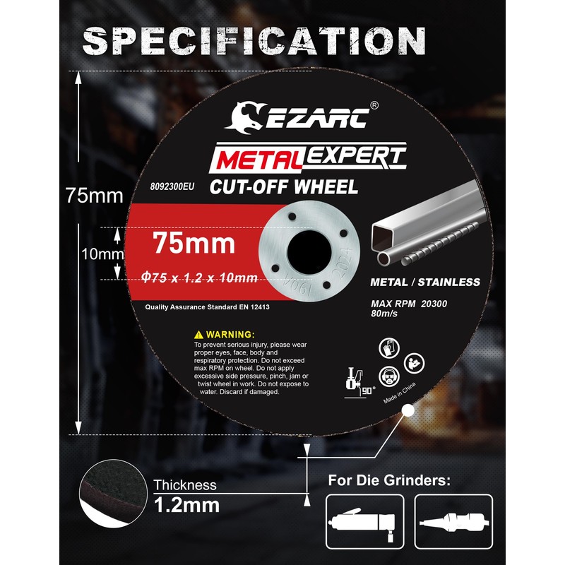 EZARC Cut Off Wheels 24 Pack, 75mm x 1.2 x