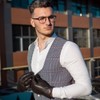 Harssidanzar Leather Gloves For Mens Comfort Cashmere Lined Gloves GMUK006,Black,Size