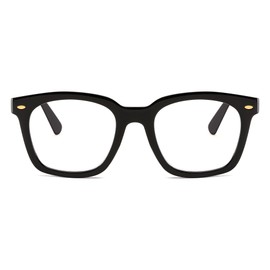 FEISEDY Reading Glasses, Blue Light Blocking, Square Oversized Glasses for Women and Men, B4096(Black, 2.0x)