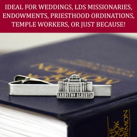 Silver Tie Clip by Ringmasters | LDS Temple Tie Clips for Men with Antique Silver Finish | Suit Accessories for Weddings, Church, & Formal Events | Versatile Tie Pin, (Cardston Alberta)