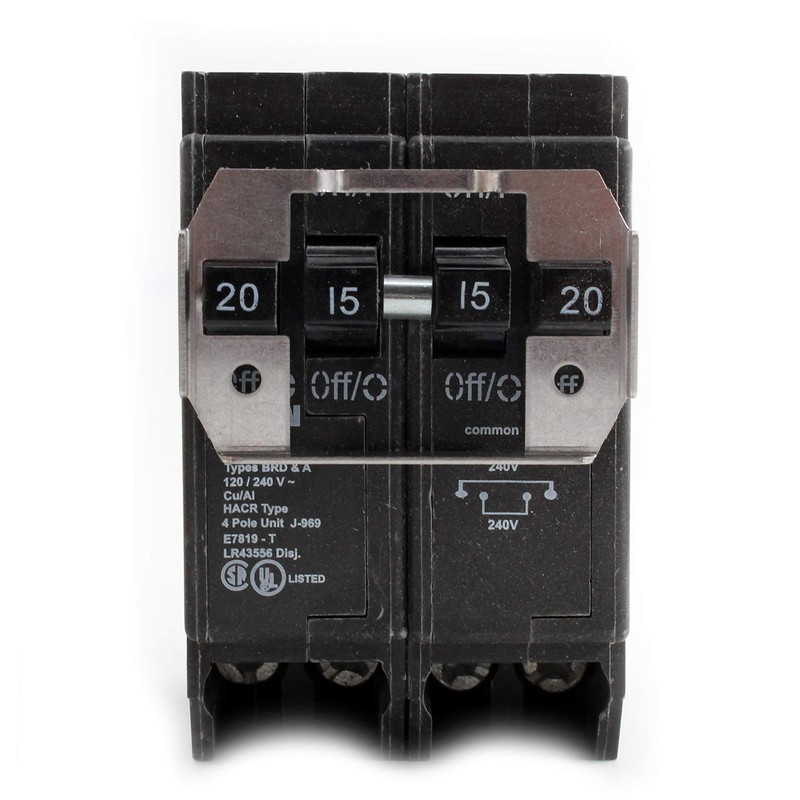 Eaton BQC220215 Quadplex Circuit Breaker, 20-Amp, 2-Pole & 15-Amp, 2-Pole,
