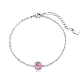 Philip Jones Pink Crystal Anklet Created with Zircondia® Crystals