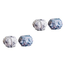 TOVINANNA 4pcs Double Layer Shower Hat for Women Hair Protective Bath Caps Leaf and Camouflage Patterns for Makeup Facial Care and Shower Use