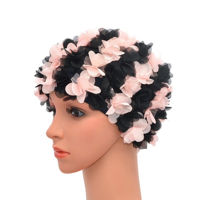 Medifier Lace Vintage Swim Cap Floral Petal Retro Style Bathing