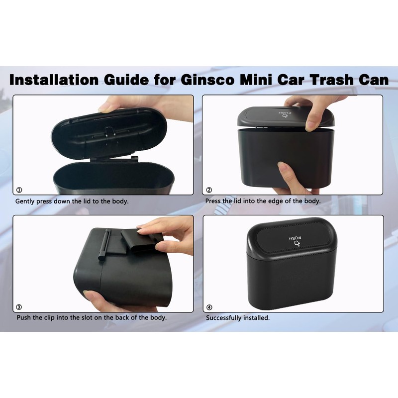Ginsco Mini Car Trash Can with Lid, Small Car Garbage