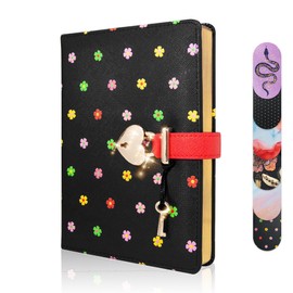 VICTORIA'S JOURNALS Heart Shaped Lock Diary, Designer Printed Leatherette Thicken PU Leather Hardcover Journal Personal Notebook Lined Pages Gilded Edge Ribbon Bookmark