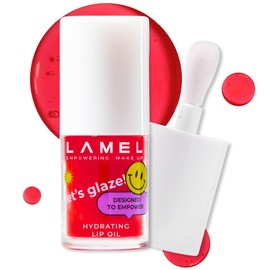 Lamel Hydrating Lip Oil LET`S GLAZE - Hydrating Lip Gloss Flavoring Oil - Fat Oil Lip Gloss - Hydrating Lip Oil Treatment - Plumping Lip Oil Gloss - Clear Lip Gloss - №403 Sweet Cherry