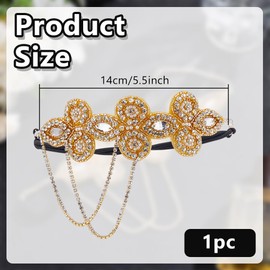 arricraft 1 Pc Golden Color Glass Rhinestone Cheongsam Headband, Sequin Tassel Vintage Ladies Gatsby Hair Accessories, Suitable for Celebration Wedding Party Ladies Hair Decoration