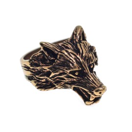 Windalf Kraft Wolf Ring WULF 18 mm Odins Wolf Vikings Wolf Ring Bronze Ring, Fabric jewellery bag