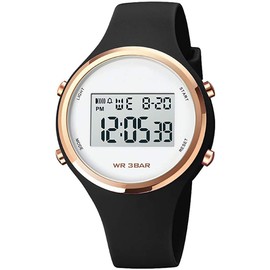 Women LED Display Elecreonic Watch Fashion Chrono Alarm Digital Clock Woman Outdoor Sport Wirstwatch (A-Black)