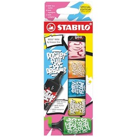 STABILO BOSS MINI by Snooze One - Estuche con 5 marcatextos fluorescentes y un marcador tinta negra