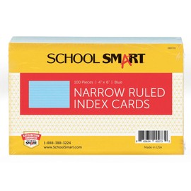 School Smart Ruled Index Card, 4 x 6 Inches, Blue, Pack of 100